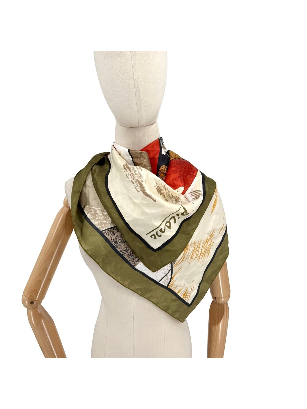 Olive Orange Silk Pablo Picasso Femme Assise Scarf